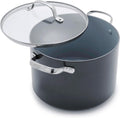 GreenPan Valencia Pro Hard Anodized Healthy Ceramic Nonstick 8QT Stock Pot with Lid, PFAS-Free, Induction, Dishwasher Safe, Oven Safe, Gray