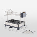 SUNLY Large Dish Drying Rack, Multipurpose 2 Tier Dish Racks for Kitchen Counter, 304 Stainless, Extra Large Drain Board