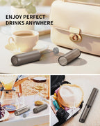CIRCLE JOY Portable Rechargeable Milk Frother Hanheld, Dual Spring Whisk Electric Coffee Frother Wand Drink Mixer for Matcha Lattes Cappuccino, Kitchen Gifts, Brown