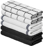 Artoid Mode Ring Spun Cotton Black Kitchen Dish Towels, 15x25 Inch Ultra Soft Absorbent Quick Drying Household Cleaning Tea Towels Bar Towels Set of 6