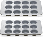 Caraway Non-Stick Ceramic 12-Cup Muffin Pan Duo - Naturally Slick Ceramic Coating - Non-Toxic, PTFE & PFOA Free - Perfect for Cupcakes, Muffins, and More - Black
