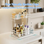 1 Pack Under Sink Organizers and Storage, 2 Tier Pull Out Cabinet Organizer, Metal Sliding Drawer Storage for Kitchen Bathroom，White