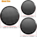 Handook Pizza Pan Set, Carbon Steel Pizza Pan with Holes, for Oven Baking Supplies & Home, Kitchen, Restaurant（9 Inch &10 Inch &12 Inch）