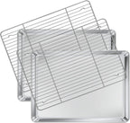 Deedro Baking Sheet with Rack Set [2 Sheets + 2 Racks], Stainless Steel Cookie Half Sheets Baking Pan Oven Tray with Cooling Rack, 17.32 x 12.28 x 1 Inch, Heavy Duty, Non-toxic, Easy Clean