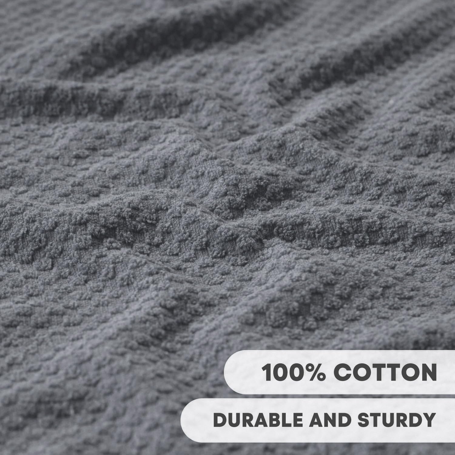 Artoid Mode Ring Spun Cotton Grey Kitchen Dish Towels, 15x25 Inch Ultra Soft Absorbent Quick Drying Household Cleaning Tea Towels Bar Towels Set of 4