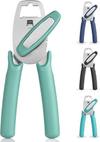 Zulay Kitchen Heavy Duty Stainless Steel Manual Can Opener – Ergonomic Soft Grip Handles, Smooth Edge Cutting Wheel & Large Built In Bottle Opener – Easy Turn Knob for Effortless Use - Mint