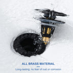 Universal Bathroom Sink Stopper - Pop Up Sink Drain Stopper, Push Button Flixfilter Sink Drain Stopper Replacement, Wash Basin Drain Filter Plug Anti-Clogging Basket, Matte Black