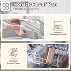 LIANYU Loaf Pans for Bread Baking, 9×5 Inch Stainless Steel Loaf Bread Tins, Non-Stick Baking Pans for Homemade Banana Sandwich Sourdough, Healthy & Sturdy, Set of 2, Rose Gold