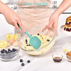 Heat Resistant Silicone Spoon Spatula: U-Taste 600ºF High Heat Flexible 11.38in Silicon Mixing Stirring Cooking Scraping Baking Bowl Scraper Seamless Spreader for Kitchen Nonstick Cookware (Aqua Sky)