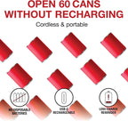 Proctor Silex Automatic Electric Can Opener, Hands Free Cordless Operation & USB Rechargeable, Self-Aligning, Cut Smooth Touch Lid Edges, Compact and Easy to Store, Red