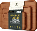 3 Packs Bamboo Cutting Board Set Non Toxic Wood Cutting Boards for Kitchen Nice Solid Thick Wood Juice Groove Chopping Board Extra Large Big Small Best Charcuterie Board for Organic Vegetable Meat