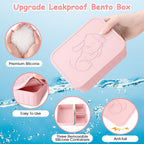 Bento Lunch Box for Kids-Reusable Silicone Kids Bento Box Lunch Container Leakproof Lunchbox Meal Prep Food Storage Containers with 3 Removable Compartments–Dishwasher Safe/BPA Free/Portion Control