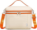 NOL Insulated Lunch Bags for Women Cooler Bag Lightweight Nylon Waterproof Lunch Box For Work (Medium(normal), Cream/orange)