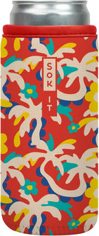 Sok It CanSok Sleeve for Beer & Soda Insulated Neoprene Cover (Tropical Tangle, 12oz Slim Can Sleeve)