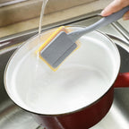 Dish Brush with Handle,Non-Scratch Household Cleaning Brushes Dishwand with 5 Sponge Refills for Pans, Pots, Sink & Tubs,White