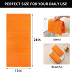 Homaxy 100% Cotton Terry Kitchen Towels(Orange, 13 x 28 inches), Checkered Designed, Soft and Super Absorbent Dish Towels, 6 Pack