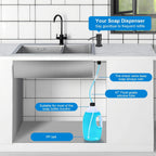 Soap Dispenser for Kitchen Sink, Upgrade Built in Sink Soap Dispenser, Countertop Sink Soap Dispenser Pump with 47" Extension Tube kit, No Need More Refills (Black)