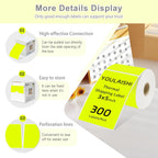 3 X 5 Inch Printable Rectangle Color Coding Labels, 300 Per Roll Adhesive Color Coding Stickers for Bar-Codes, Address, Small Business Labeling, Inventory, Fluorescent Yellow