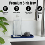 Zulay Kitchen (9x3.5) Silicone Sponge Holder for Kitchen Sink - Flexible Multipurpose Soap Tray - Sink Organizer for Kitchen, Bathroom, Makeup, Trinkets & More (Dark Blue)
