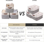 DECOMOMO Storage Baskets for Shelves - Fabric Storage Bins, Linen Closet Organizers and Storage (Grey & White, Large - 4 Pack)