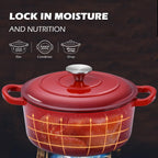 6 Quart Dutch Oven with Lid, Leonyo 6QT Enameled Cast Iron Dutch Oven for Sourdough Bread Baking, Heavy Duty Cookware for Braising, Stews, Roasting, Red