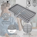 YASMEN Silicone Bathroom Soap Dishes, Sink Sponge Holder for Kitchen, Rubber Soap Dish with Drain, Shower Soap Sponge Tray, Sink or Counter Organizer, for Bar Soap, Bottle, Dish Soap Dispenser-Gray