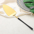 black gold Cake Cutter,Stainless Steel Pie Spatula Serrated,Cake Pizza Cutter Tart Dessert Slicer Comfortable Handle (black gold)