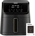 DEIME Air Fryer 7.2 QT 1700W Oilless Oven Healthy Cooker Air Fryers Large Capacity with 8 Presets, Visible Cooking Window, LCD Touch Screen, Customerizable Cooking, Non-Stick Basket (Black)