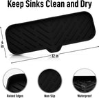 Zulay Kitchen Large Silicone Sponge Holder (12x4) – Flexible Sink Organizer Tray for Kitchen & Bathroom – Multipurpose Soap Dish for Sponges, Makeup, Trinkets & More (Black)