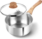 KOCH SYSTEME CS Stainless Steel Saucepan, 3 Quart Sauce Pan with Lid & Cool-Touch Bakelite Handle, 3 QT Saucepan with Lid, Induction Sauce Pan, Stainless Steel Pot 3 Quart