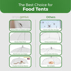 Simply Genius Mesh Food Covers for Outdoors - 2 Jumbo (39x24 in) & 4 Large (17x17 in), White Collapsible 6-Pack - Pop-Up Reusable Food Nets & Tents for Outdoor Serving & Picnics with Bug Protection