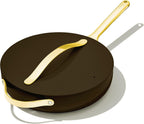 Caraway Nonstick Ceramic Sauté Pan with Lid (4.5 qt, 11.8") - Non Toxic, PTFE & PFOA Free - Oven Safe & Compatible with All Stovetops (Gas, Electric & Induction) - Black