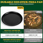 E-far 13.5 Inch Pizza Pan Set of 2, Nonstick Pizza Pie Pan Tray Platter, Metal Round Baking Sheet Cooking Pan for Oven, Durable & Stainless Steel Core