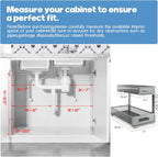 1 Pack 20.47IN Depth Under Sink Storage Organizer, Large 2-Tier Elegant Mesh Pull Out Shelf for Kitchen and Bathroom Cabinet Organization, L-Shaped and Adjustable Height Design-Gun Gray