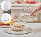 High Borosilicate Glass Measuring Cup Set-V-Shaped Spout，Includes 250ml(8OZ), 500ml(16OZ), and 1000ml(32OZ) Glass Measuring Beaker for Kitchen or Restaurant, Easy to Read