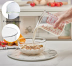 3 Piece Glass Measuring Cup Set, Includes 1/2-Cup, 1-Cup, and 2-Cup High Borosilicate Glasss Liquid Measuring Cups, Dishwasher, Freezer, Microwave, and Preheated Oven Safe, Essential Kitchen Tools