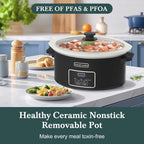 HOMECOOKIN 6-Quart Programmable Slow Cooker with Timer - Small Kitchen Appliance for Family Dinners - Serves 6+ People - Heat Settings: Keep Warm(Black)