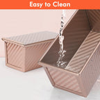 Beasea Pullman Loaf Pan With Lid, 2 Pack 0.5 lb Small Non-Stick Carbon Steel Mini Toast Box for Homemade Bread Oven Baking - Rose Gold