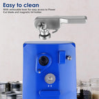Davivy Electric Can Opener for One Touch Lid Opening,Removable Stainless Steel Cutter and 3-in-1 Design with Knife Sharpener and Bottle Opener. Blue