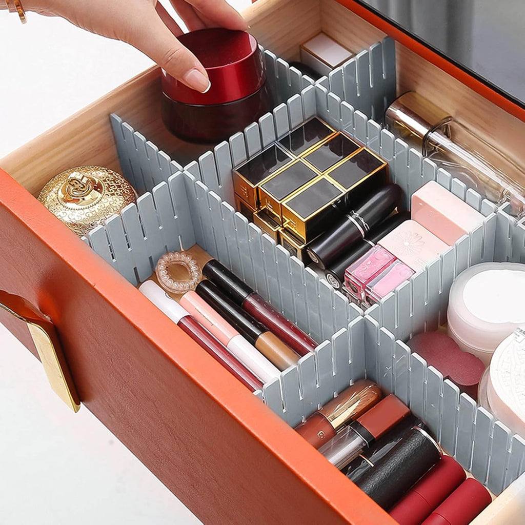 acDesign 40Pcs Grid Drawer Dividers, Adjustable Drawer Organizer for Socks, Underwear, Lingerie, Makeup, Bedroom Office Kitchen Storage (Grey)