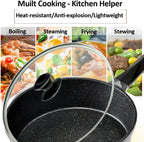 12" Glass Lid for Frying Pan, Tempered Replacement Cover Compatible with All 12 inches Cookware for Skillets, Round Cast Iron, Cast Aluminium, Stainless Steel Pans &Pots