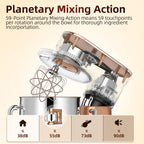 COOKLEE Stand Mixer, 9.5 Qt. 660W 10-Speed Electric Kitchen Mixer with Dishwasher-Safe Dough Hooks, Flat Beaters, Wire Whip & Pouring Shield Attachments for Most Home Cooks, Champagne