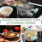 Patelai 4 Pcs Silicone Assist Hot Pan Handle Holder Pot Handle Covers for Cast Iron Skillets Holder Sleeve Nonslip Heat Resistant Pan Cover for Enameled Griddles Casserole Frying Cookware(Mint Green)