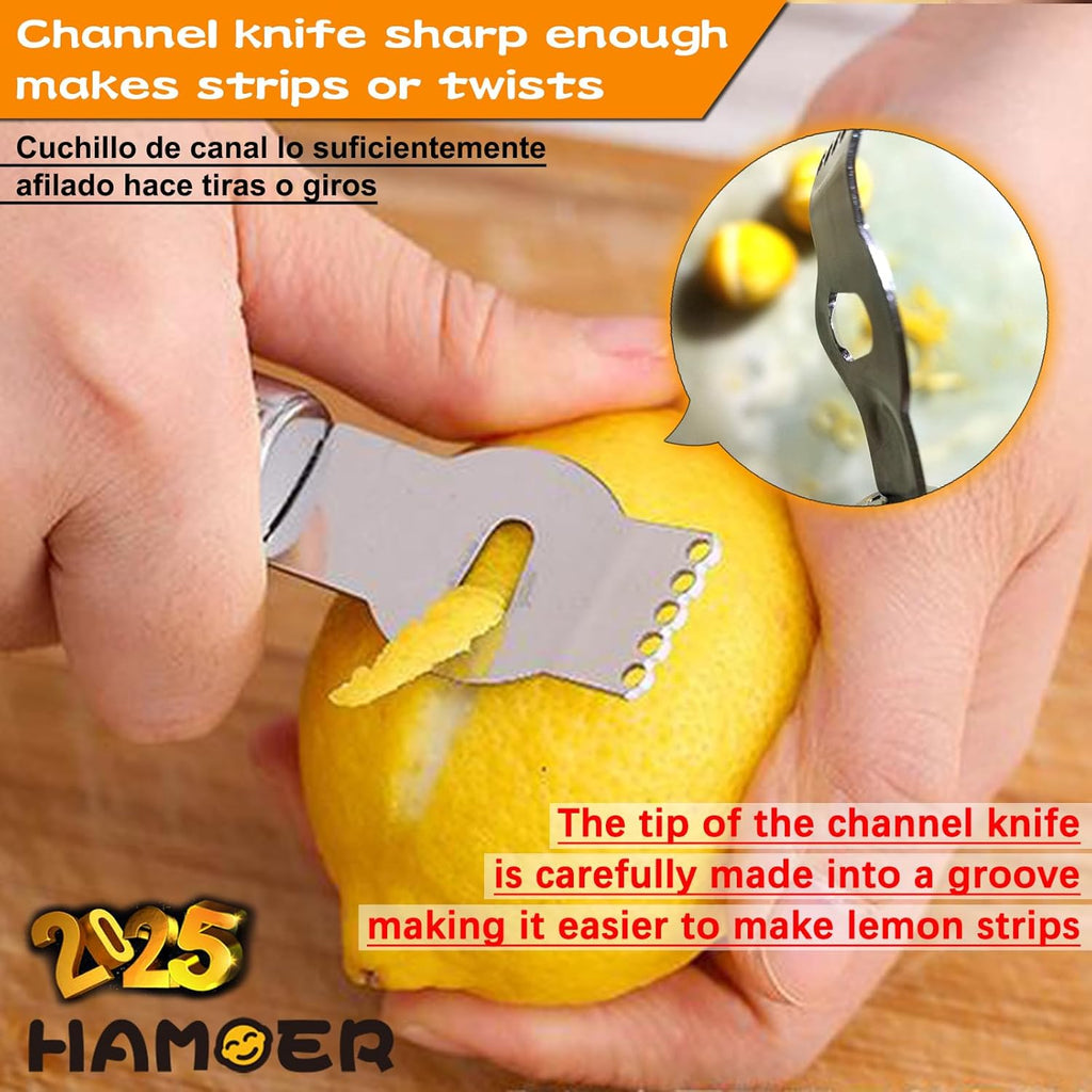 Lemon Citrus Zester Tool Cheese Grater for kitchenaid-Multipurpose grooved channel knife scraper,Stainless steel blade and ergonomically designed curved handle