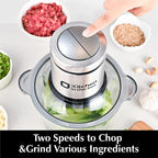 Kitchen in the box Food Processors with 400W All-Copper Motor,Small Meat Grinder & Food Chopper - Electric Vegetable Chopper with 2 8-Cups Bowls & 2 Bi-Level Blades for Meat/fish/Vegetable/Baby Food