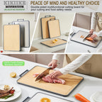 Titanium Cutting Board Double Sided Bamboo Cutting Board for Kitchen Double Sided Food Grade, Pure titanium & Bamboo Cutting Boards, Non-Stick Durable and easy to clean