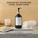 MaisoNovo Glass Hand Soap Dispenser | Dish Soap Dispenser for Kitchen | 16.9oz Black Bottles with Black Bamboo Pump | Bathroom Lotion Dispenser