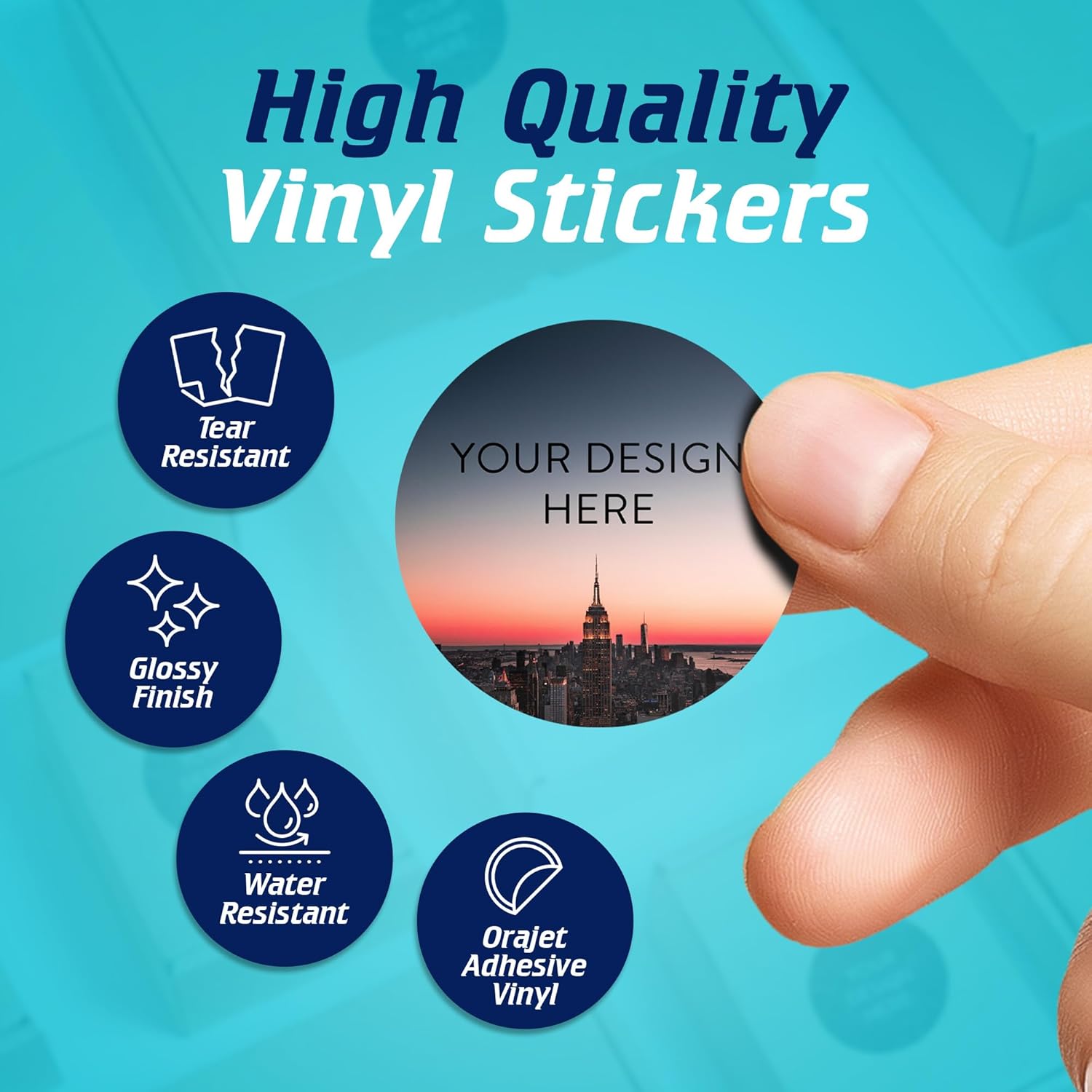 100 Custom Vinyl Stickers - Upload Your own Image, Text, Design, Logo - Personalized Logo Labels for Handmade, Packaging, Bottle, Jars, Candle, Brand Stickers (City, 1.5x1.5)