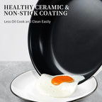 Stainless Steel Frying Pan Set, Titanium Ceramic 10” and 12” Non Stick Frying Pan Skillet Set with Lids, No Toxic Nonstick Egg Omelet Cooking Pan Set, Induction Compatible, PFAS&PTFE Free