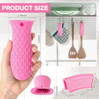 Patelai 8 Pcs Silicone Pot Holders Cast Iron Handle Cover Heat Resistant Pot Handle Covers Potholder Non Slip Reusable Pan Sleeve for Frying Pan Kitchen Supplies(Pink)